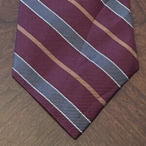 Vintage Express Burgundy Gray 100% Silk Men’s Neck Tie Made In USA
